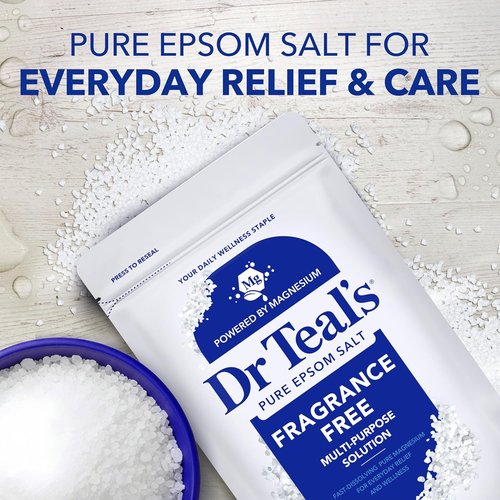 Dr Teal's Epsom Salt Magnesium Soak - Fragrance-Free Relaxation | 4 lbs for Stress Relief