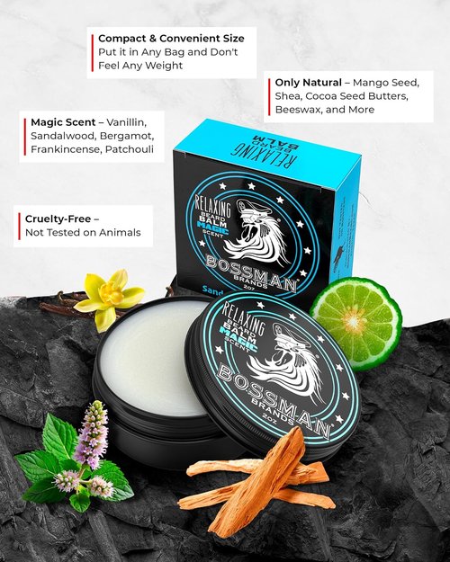 Bossman Relaxing Beard Balm | Magic Scent for Taming, Softening & Thickening - Ultimate Beard Care Made in USA