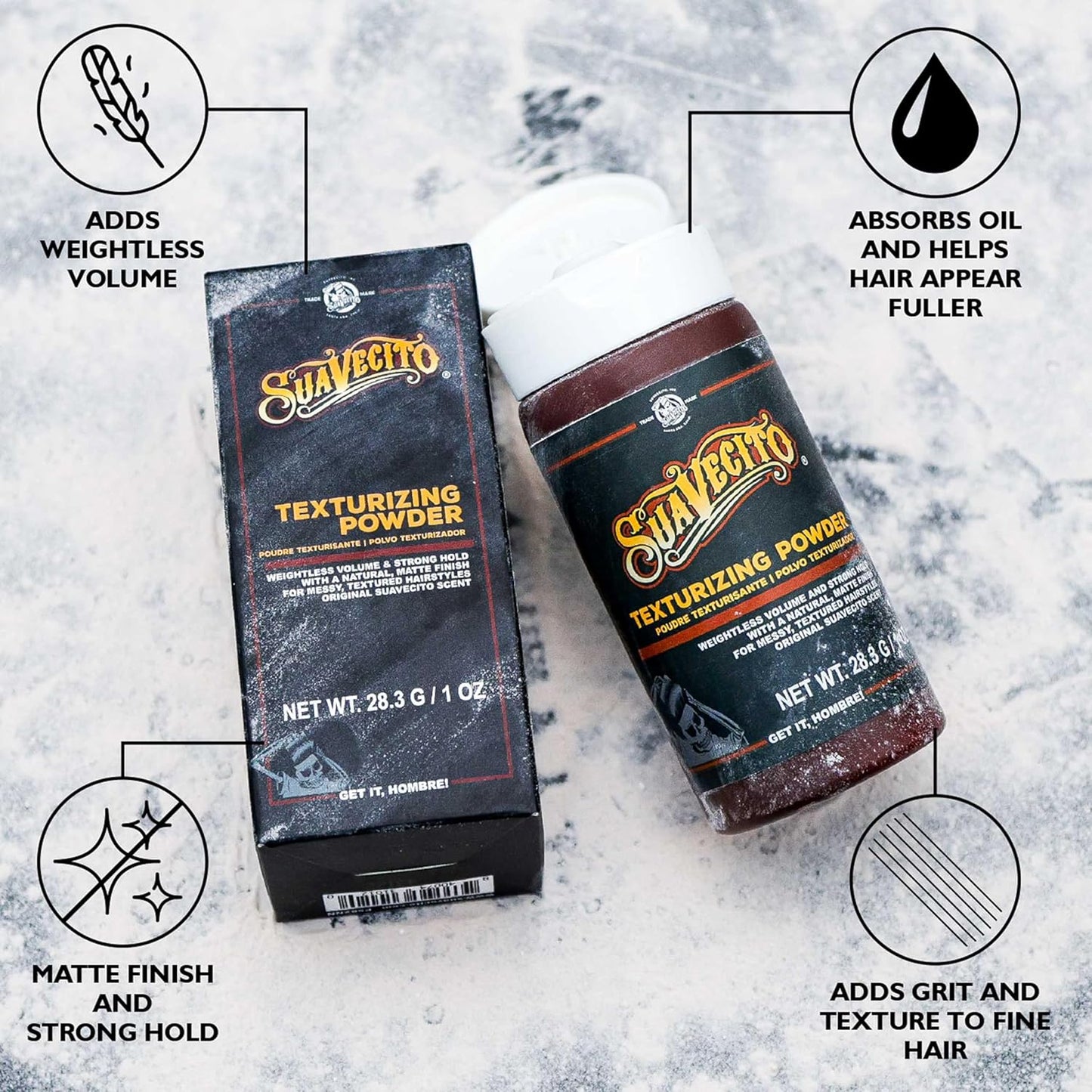 Suavecito Hair Styling Powder - Texturizing & Volumizing with Strong Hold | Shine-Free Matte Finish