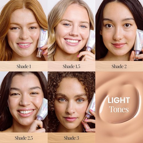 Naked Sundays BeautyScreen Peptide Foundation Tint - SPF 50 Tinted Sunscreen with Zinc Oxide | Lightweight Natural Coverage, 2.5 Light Neutral, 1.01 oz