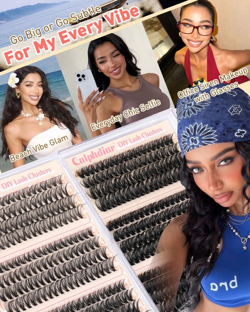 Calphidar Eyelash Clusters 30D+40D+50D+60D+80D+100D, DIY Curly Wispy Individual Natural Lash Extension for Beginners, 476PCS D, 10-16MM