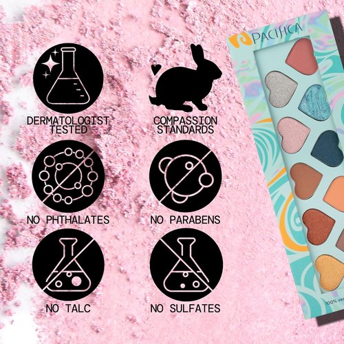 Pacifica Eyeshadow Palette - Malibu Mineral Eyeshadow with Blendable Neutral Shades | Talc-Free, Vegan & Cruelty-Free, 0.24 oz (10 Shades)