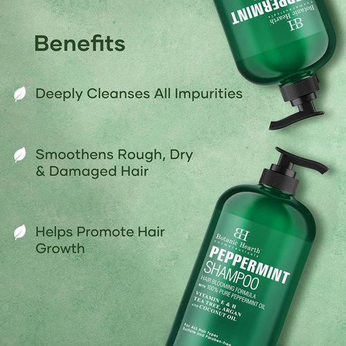 Botanic Hearth Peppermint Oil Shampoo - Hair Blooming Formula With Keratin | Sulfate-Free, 16 Fl Oz