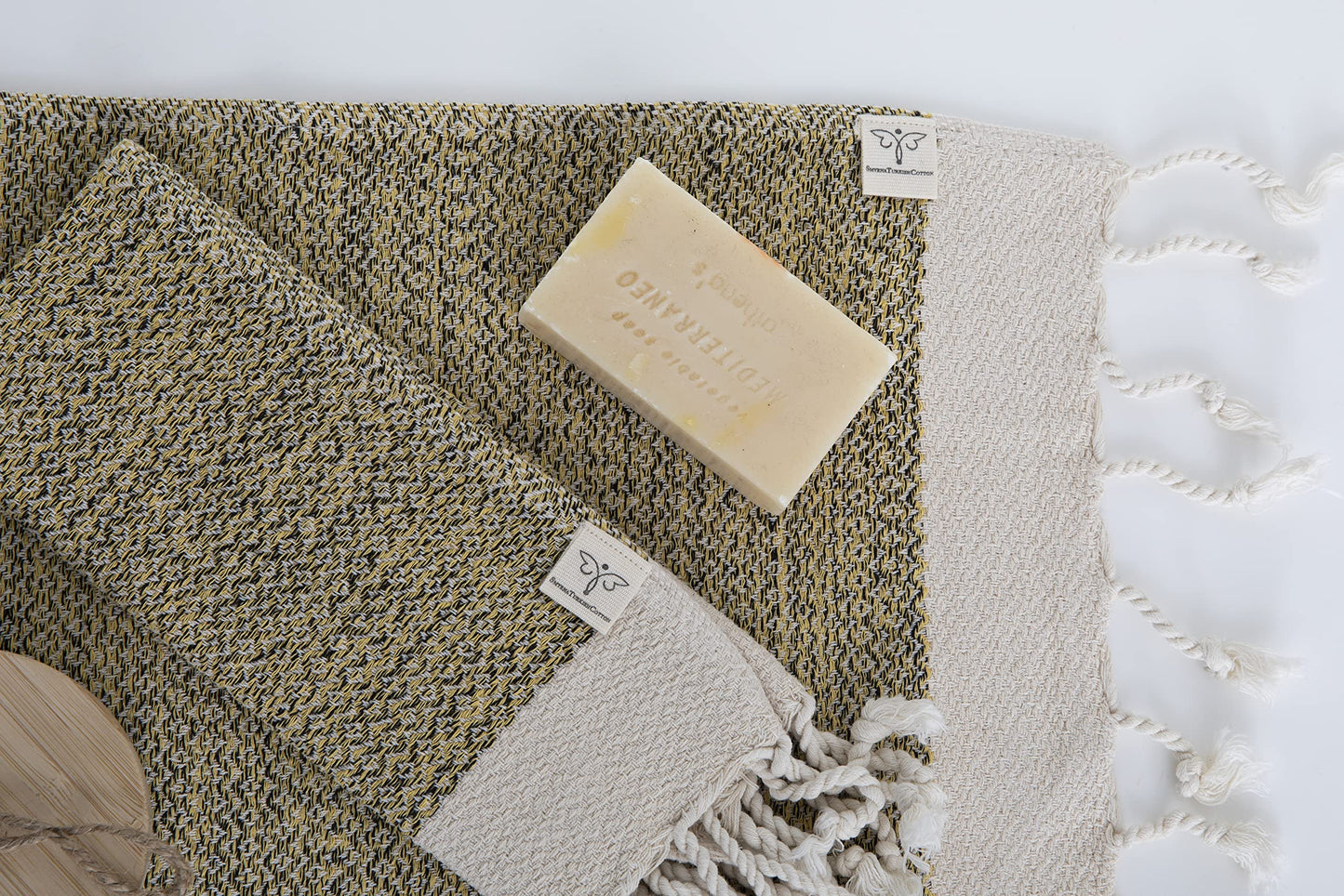 SMYRNA TURKISH COTTON Wash Cloths Pack of 6 | 12"x17" | Versatile Bath Towels for Bathroom, Hotel, SPA, Gym | Soft, Absorbent, Prewashed and Quick Dry Turkish Hand Towels, Yellow