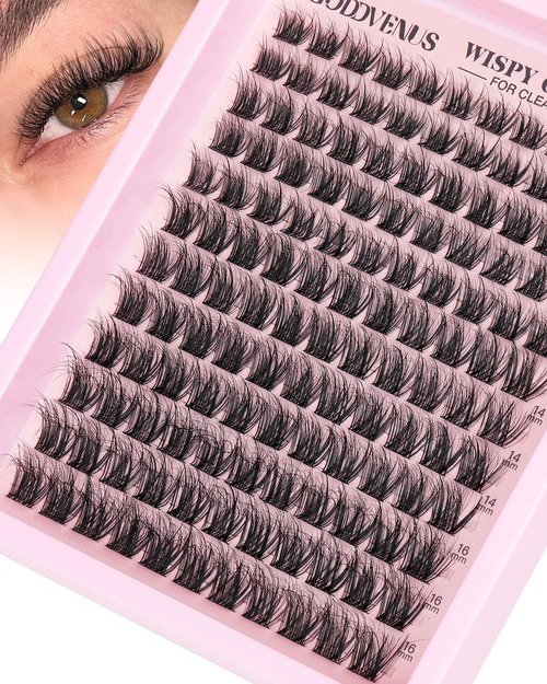 Goddvenus Wispy Lash Clusters Natural Eyelashes Cluster Fluffy Lashes Clusters CD Curl Cluster Eyelash Extensions DIY Individual Lashes Extension (10-16mm 132pcs)