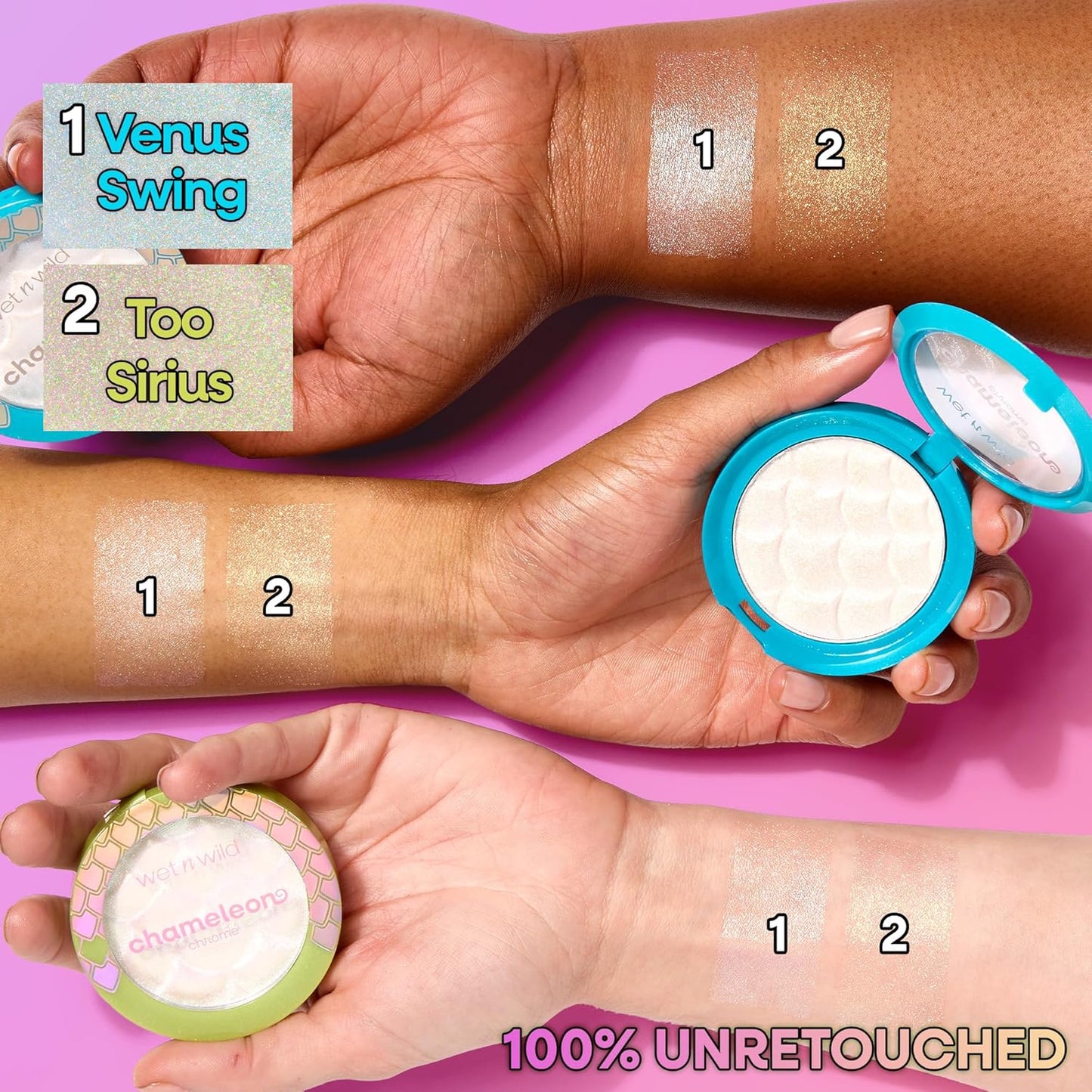 Wet n Wild Chameleon Chrome Highlighter - Dynamic Color Shift & Customizable Radiance | Venus Swing