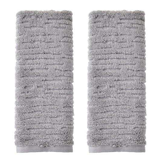 SKL Home CloudSoft Cotton Luxury Hand Towel 2pc Set for Bath/Kitchen/Bar & Gift, Gray