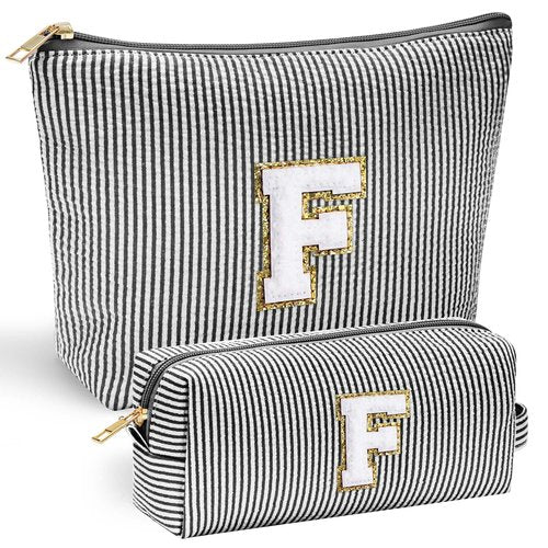 YOOLIFE Girls Gifts: Personalized Makeup Bag - Birthdays 7-16, Initial, Black