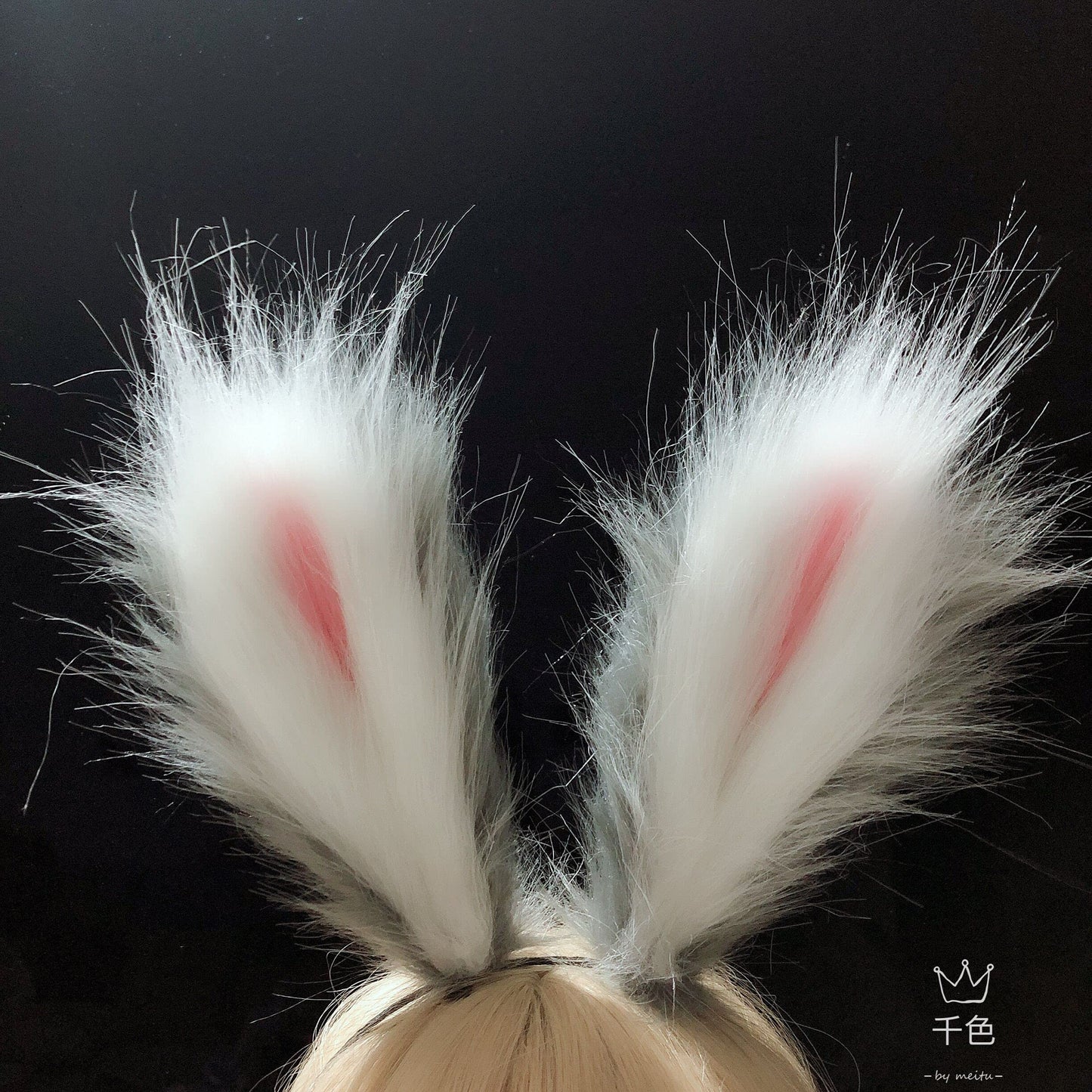 Fxaelian Cosplay Red White Rabbit Bunny Long Ears Headband Hairband Hair Hoop Hair Clips Headpeice Easter Halloween Costume Party Headpiece Headwear Hair Accessories White Grey