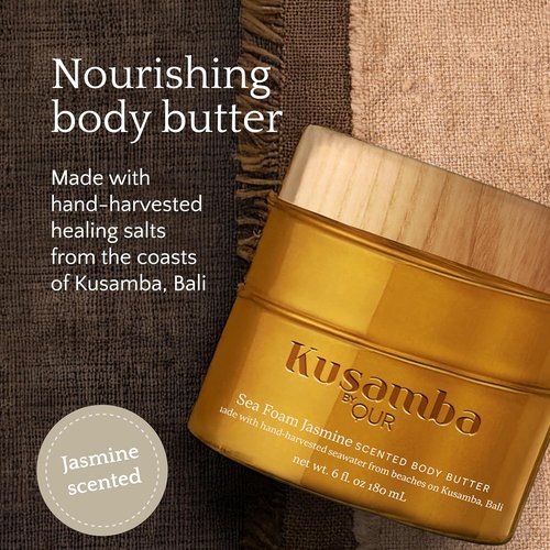 QUR SeaFoam Jasmine Body Butter - Deep Moisturizing Cream for Dry Skin | 6oz Aloe, Shea Butter & Olive Oil