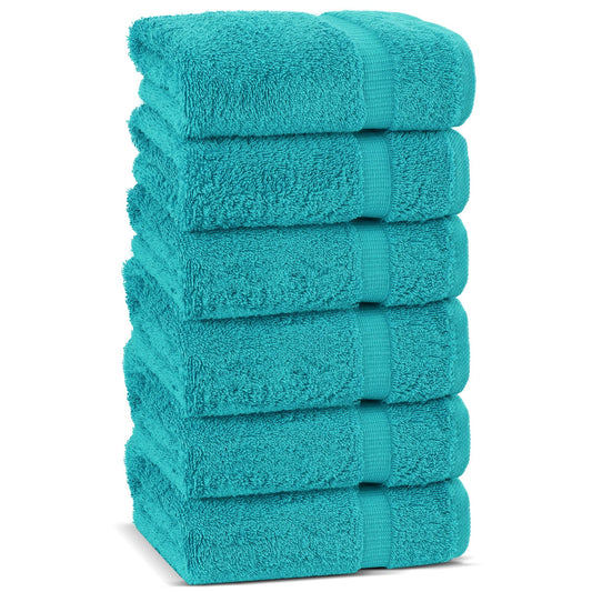 Chakir Turkish Linens | Hotel & Spa Quality 100% Cotton Premium Turkish Towels | Soft & Absorbent (6-Piece Hand Towels, Aqua)