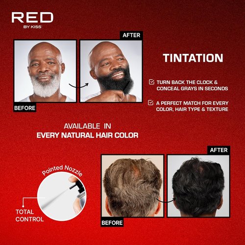 RED by Kiss Tintation Temporary Hair Color Spray - Instant Gray Root Cover Up, Water-Resistant, 11.5 OZ (Black)