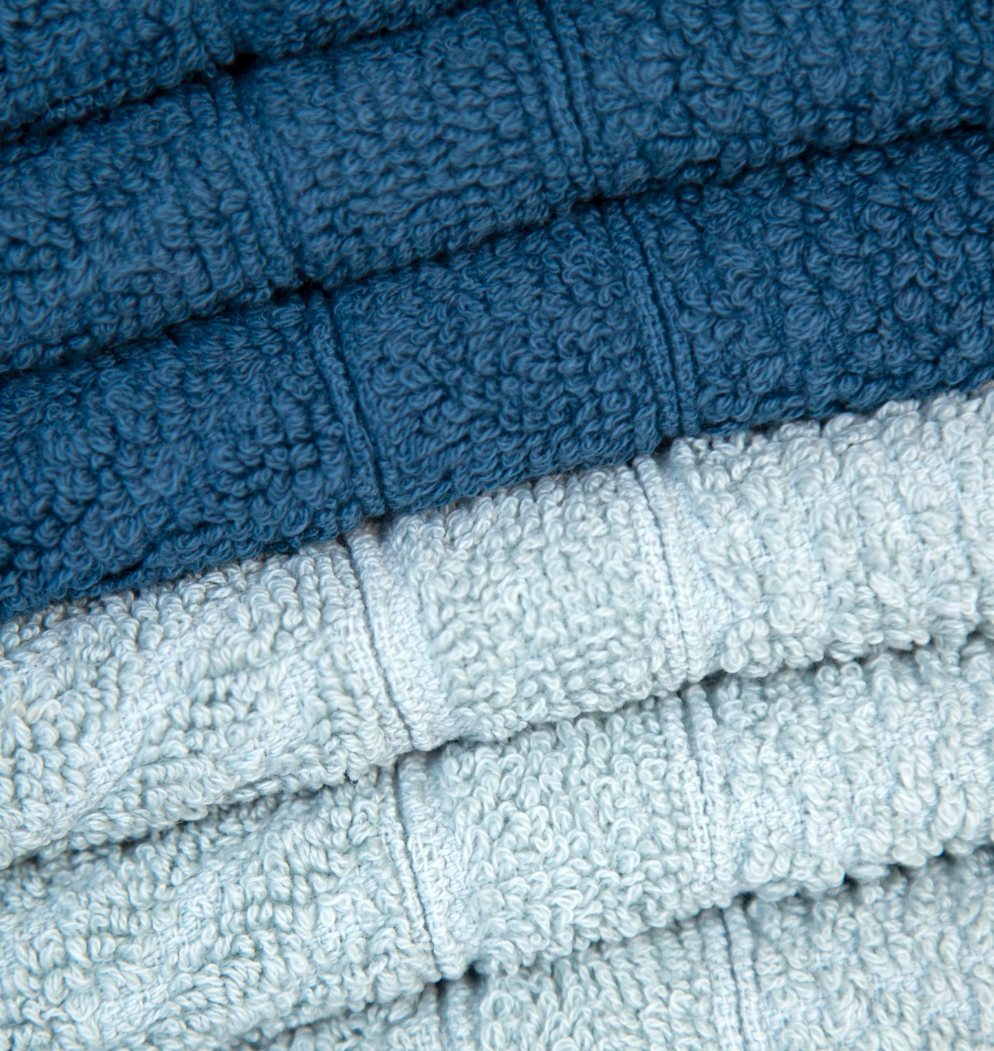 PH Pleasant Home Diagonal Wash Cloths Set - 12 Pack (12” x 12”) – 509 GSM - 100% Ring Spun Cotton Wash Cloth - Super Soft and Highly Absorbent Face Towels (Dark Blue & Light Blue)