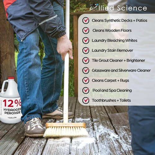 Allied Science 12% Food Grade Hydrogen Peroxide - 4X Stronger Cleaner for Home, Plants & Personal Care | 1 Gallon