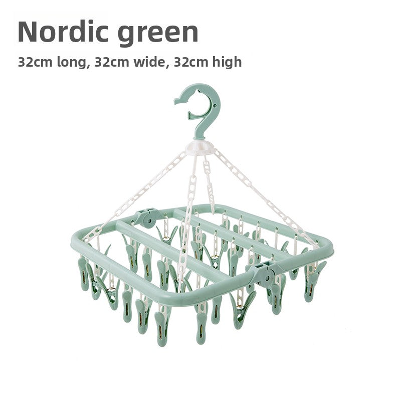 Windproof Clothes Drying Rack with Plastic Clips