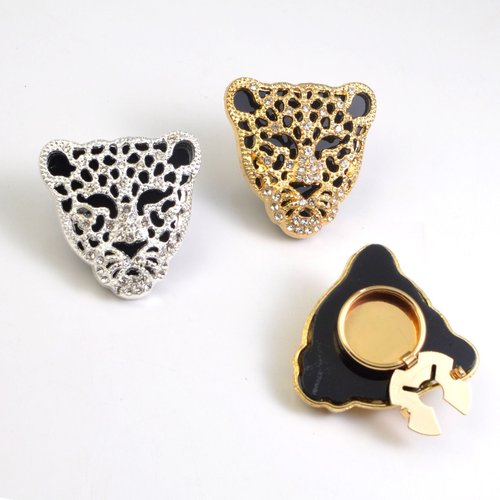 Leopard Head Rhinestone Button Covers for Shirt Cuff