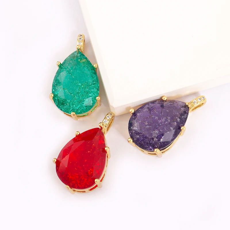 Waterdrop Shape Zircon Charm Pendant for Jewelry Making - DIY Necklace Findings