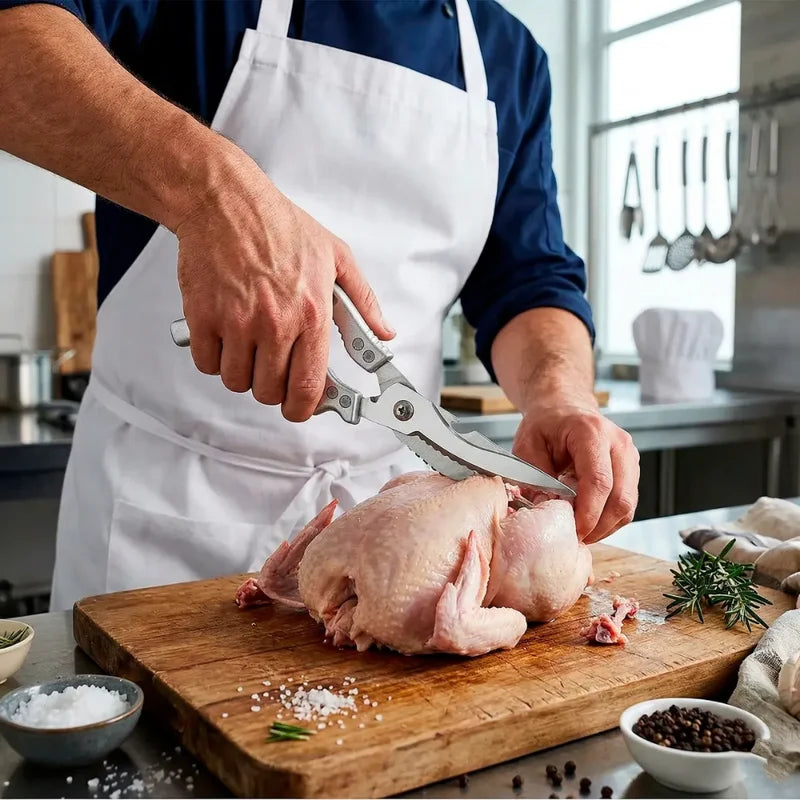 Stainless Steel Kitchen Scissors for Chicken, Meat, Fish & Vegetables with Safety Lock