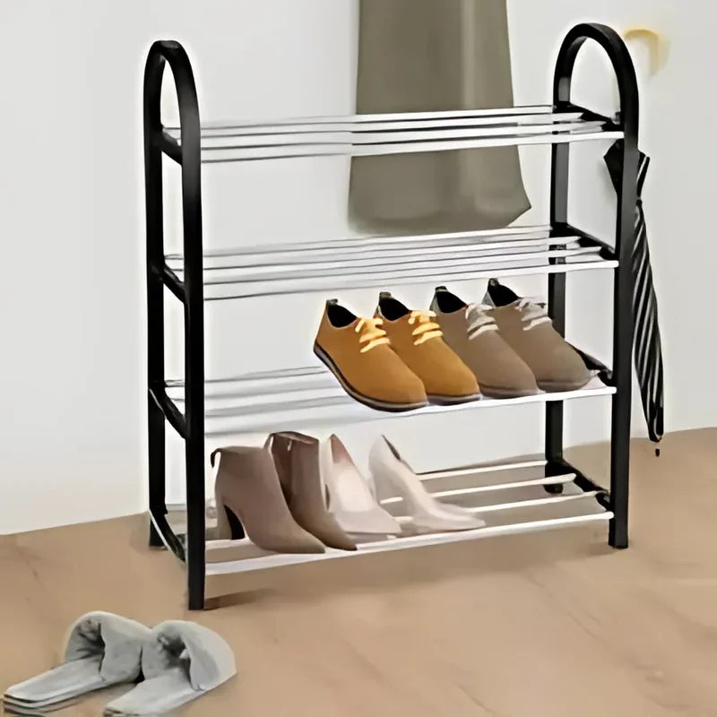 Multi-Color Shoe Organizer 8-10 Pairs, 4-Tier Shoe Rack, Collapsible Storage
