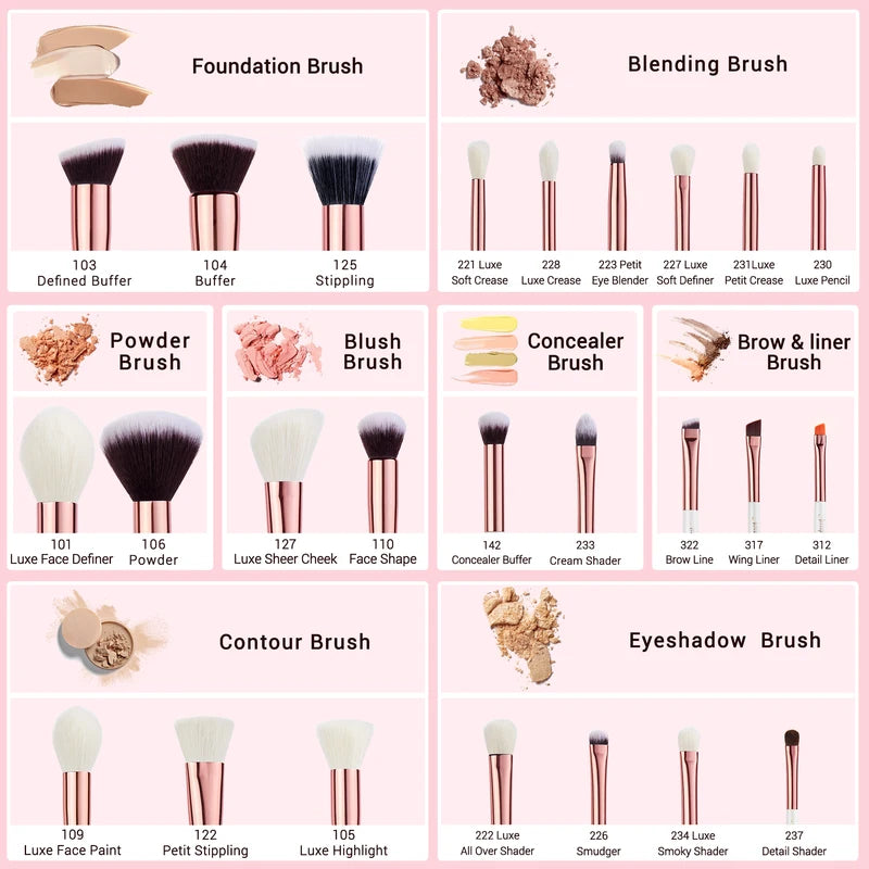 Professional Makeup Brushes Set 25 Pcs - Face Eye Powder Foundation Tools