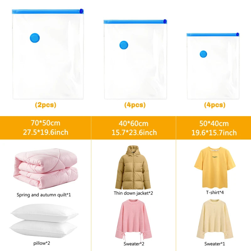 Vacuum Storage Bags with Electric Pump - Space Saving, Multiple Sizes