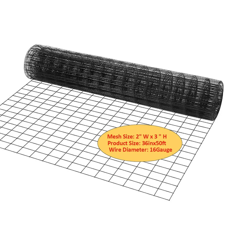 Heavy-Duty Galvanized Steel Wire Mesh 36x50ft 2x3 inch Grid for Fencing & DIY