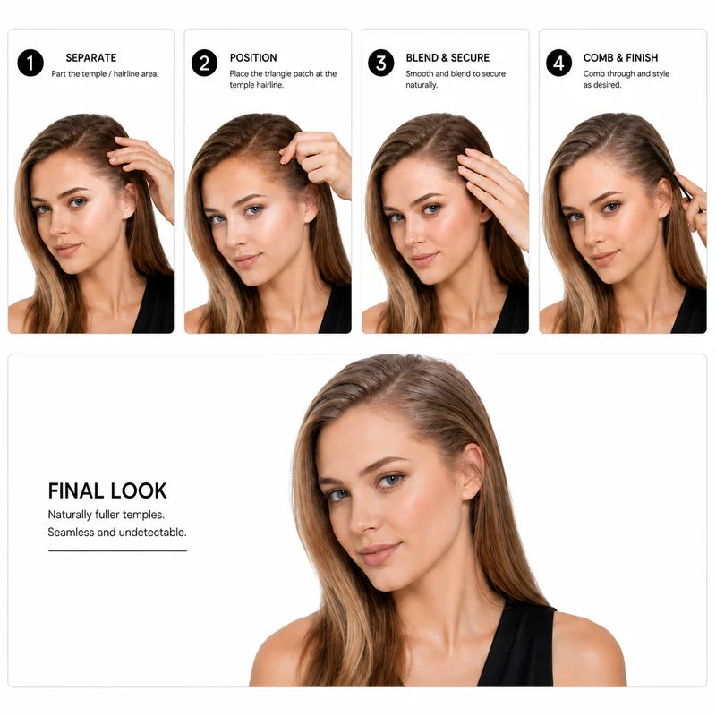 Invisible Triangle Mesh Hairpiece for Women, Lightweight Hair Topper