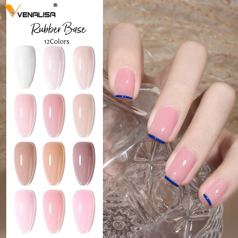 Rubber Base Coat Nail Gel Polish - Semi Transparent for French Nail Art - UV LED Curing