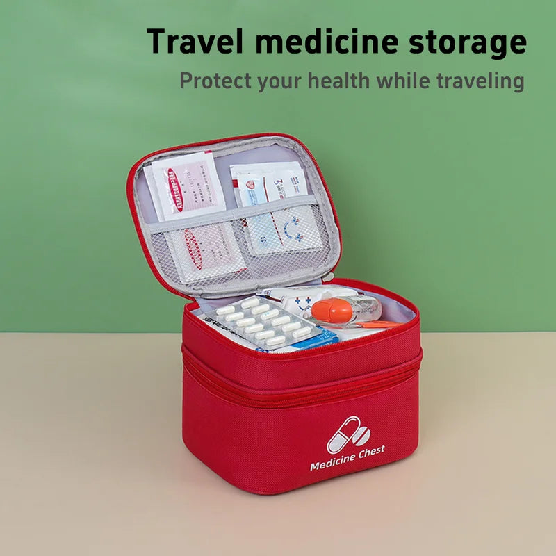 Large Capacity Double-Deck Medical Bag Emergency Kit Portable First Aid Storage