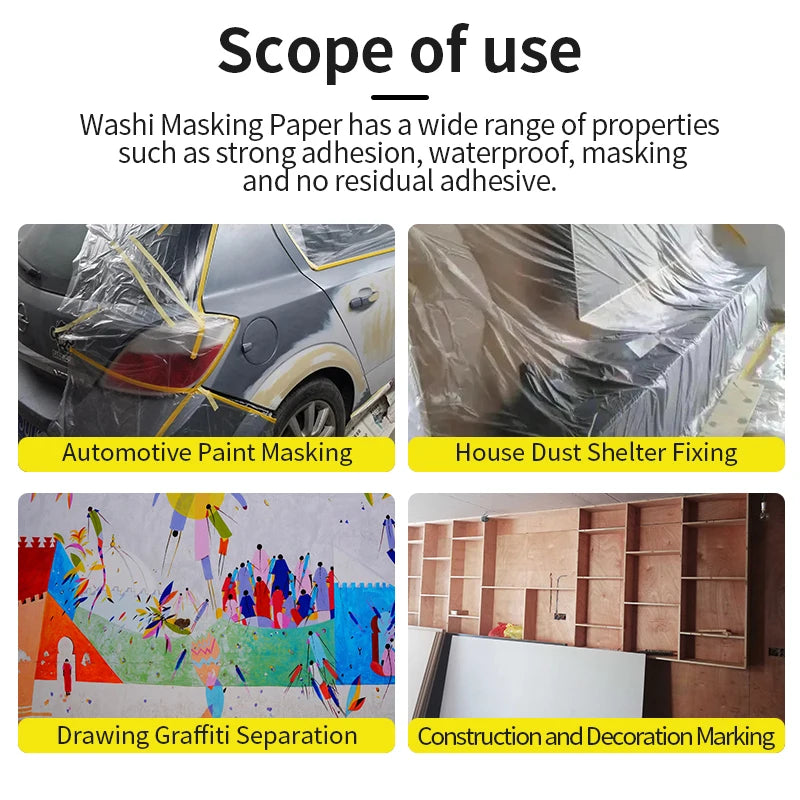 High-Strength Orange Masking Tape for Car Painting & Wall Protection - No-Trace Adhesive Crepe Paper