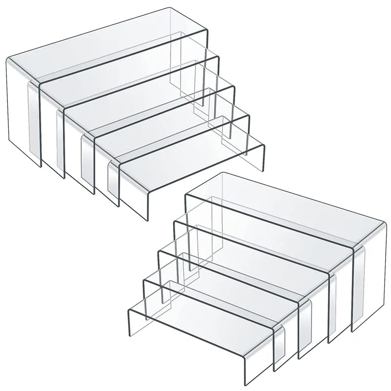 Acrylic Display Stand Shelf Rectangular Clear Risers for Decor, Cake, Collectibles