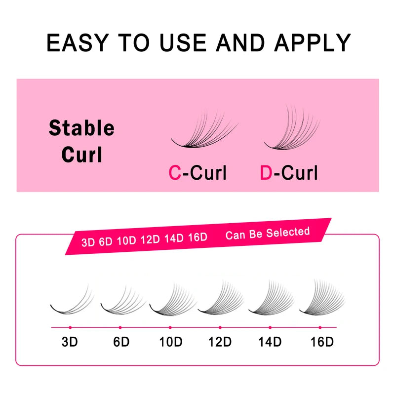 Premade Volume Mink Eyelash Extensions Wide Fans 3D-16D Pointed Base Wholesale