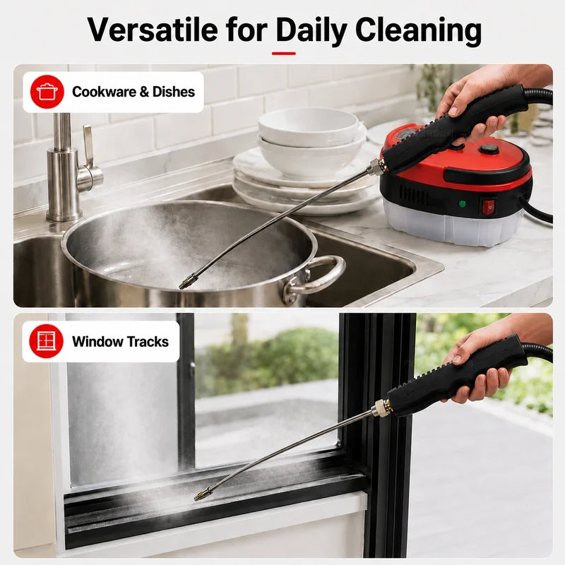 Portable Handheld Steam Cleaner for Kitchen Bathroom Floor Upholstery with Brush Heads