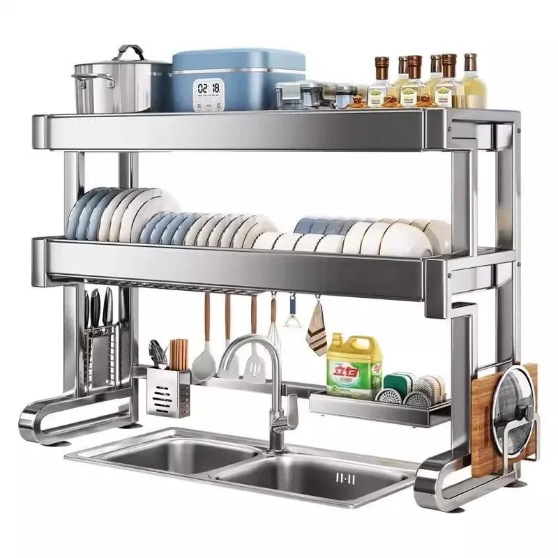 Stainless Steel Over Sink Dish Drying Rack Expandable Counter Organizer