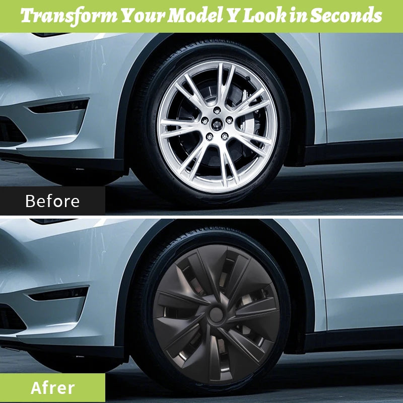 4-Piece Tesla Model Y Wheel Cover Set - 19 Inch Hubcaps for Rim Protection