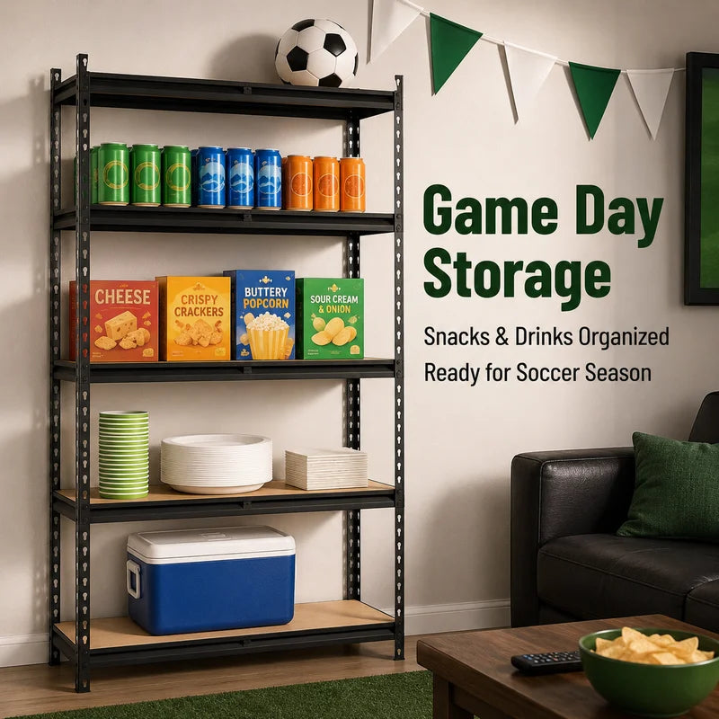 5-Tier Metal Garage Storage Shelving Unit with MDF Shelves and Hardware