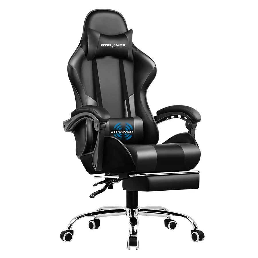 Gaming Chair with Footrest, Lumbar Support, Adjustable Height & Swivel Seat