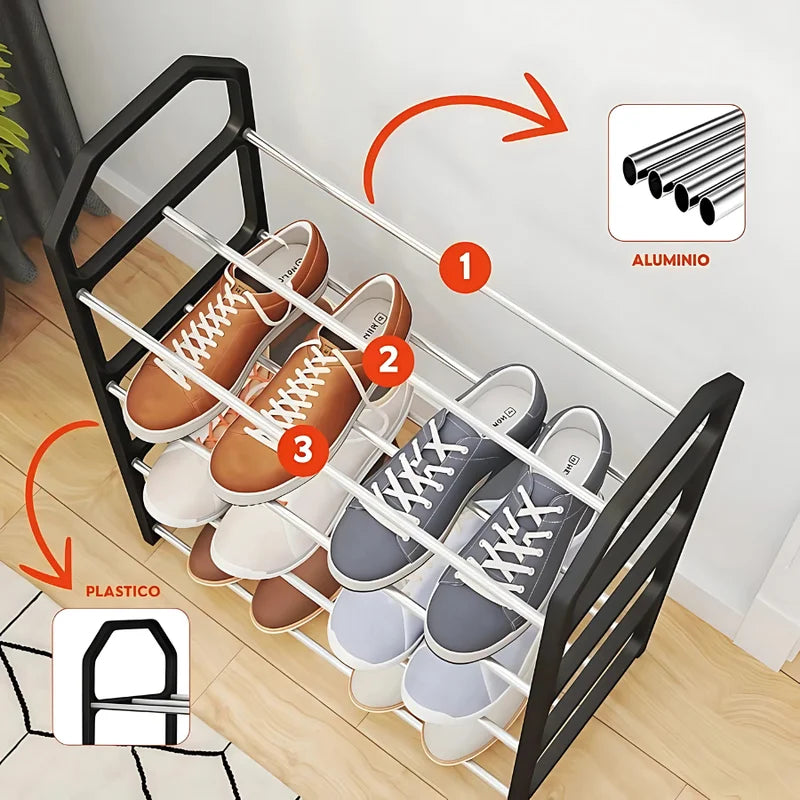 Multi-Color Shoe Organizer 8-10 Pairs, 4-Tier Shoe Rack, Collapsible Storage
