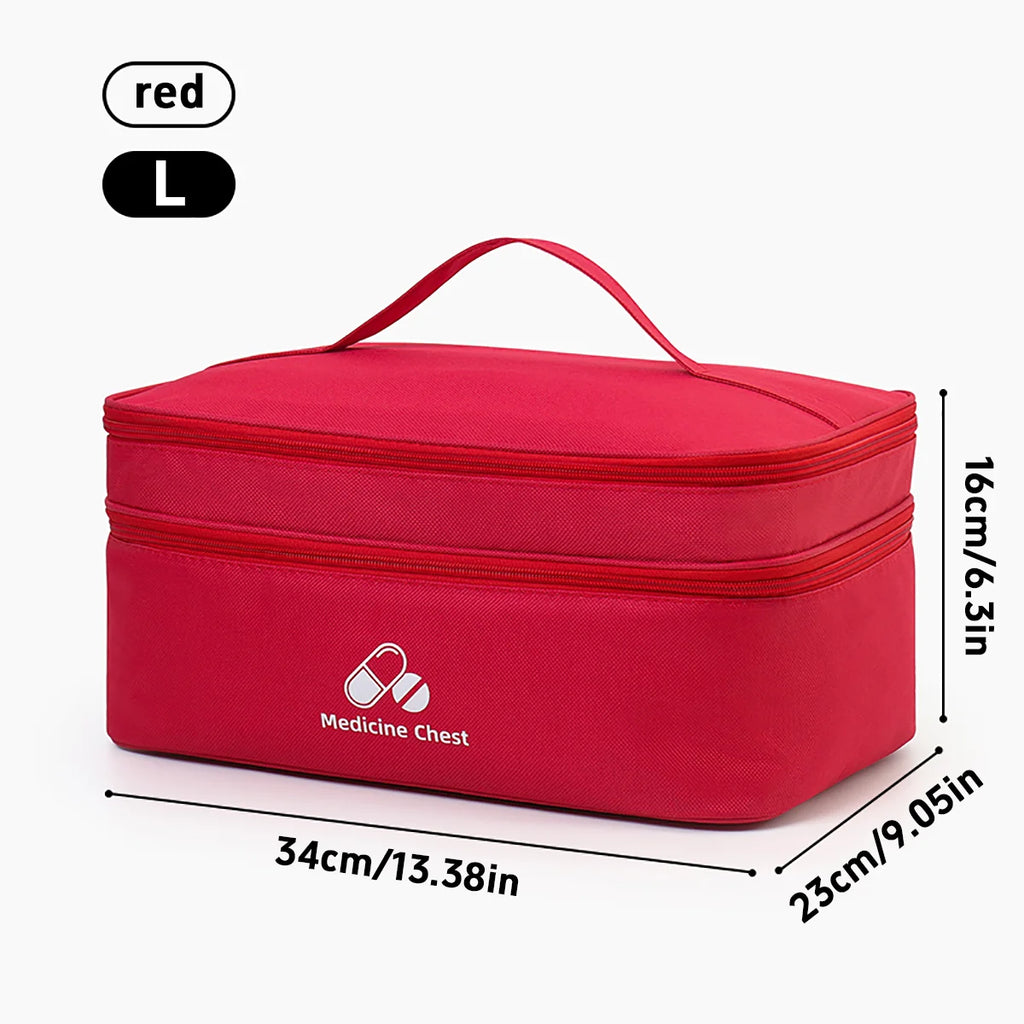 Large Capacity Double-Deck Medical Bag Emergency Kit Portable First Aid Storage