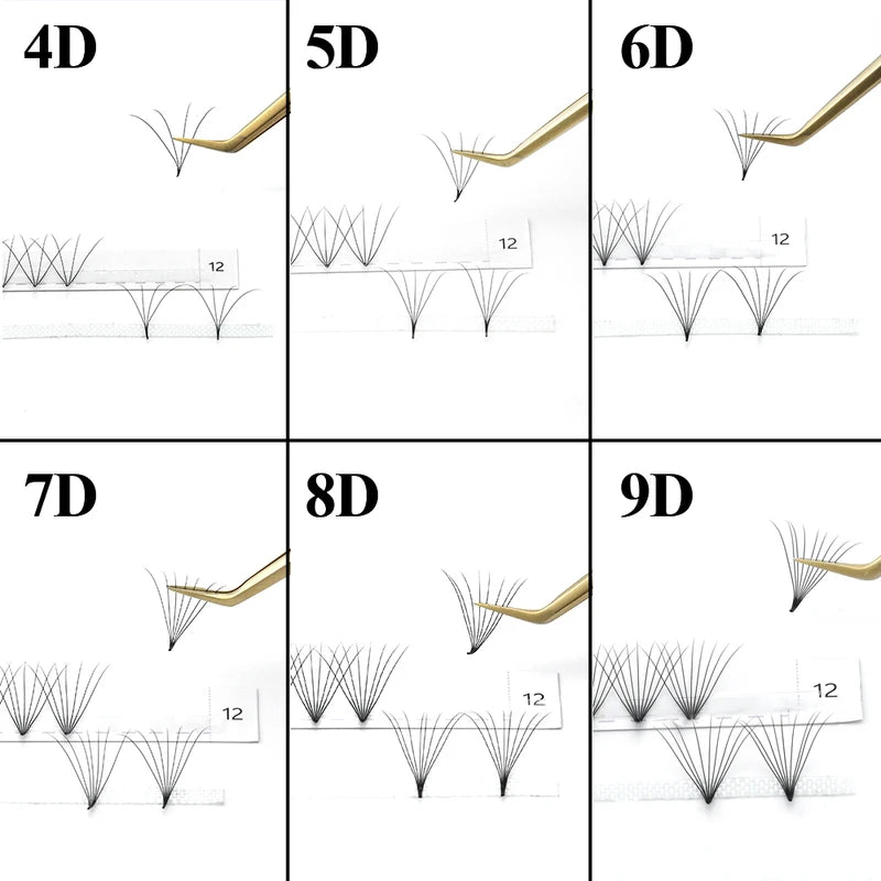 Premade Eyelash Extension Fans 0.07mm Thin Pointed Base Natural Look Volume