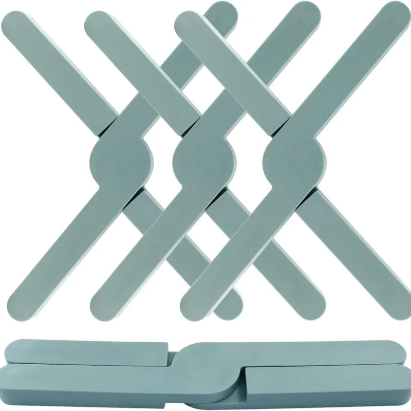 Foldable Silicone Trivets Set of 3 - Space-Saving Heat-Resistant Hot Pot Mats