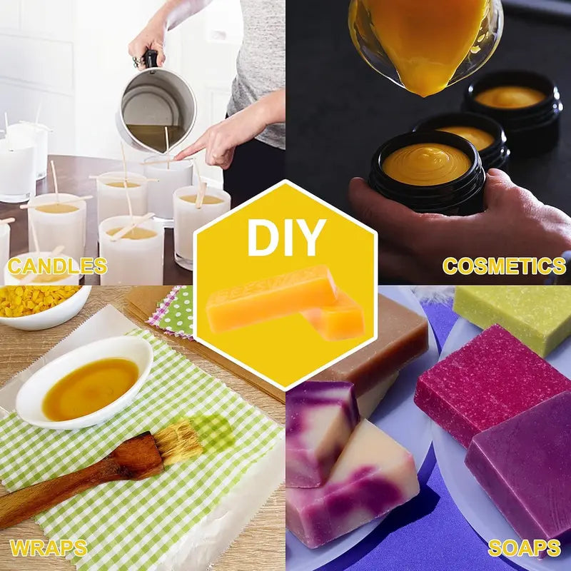 Beeswax Candle Wax Block for Candle Making & DIY Crafts - Eco Friendly, Cosmetic Grade