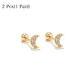 Star Moon Pendant CZ Chain Hoop Earrings for Women - Stainless Steel Jewelry