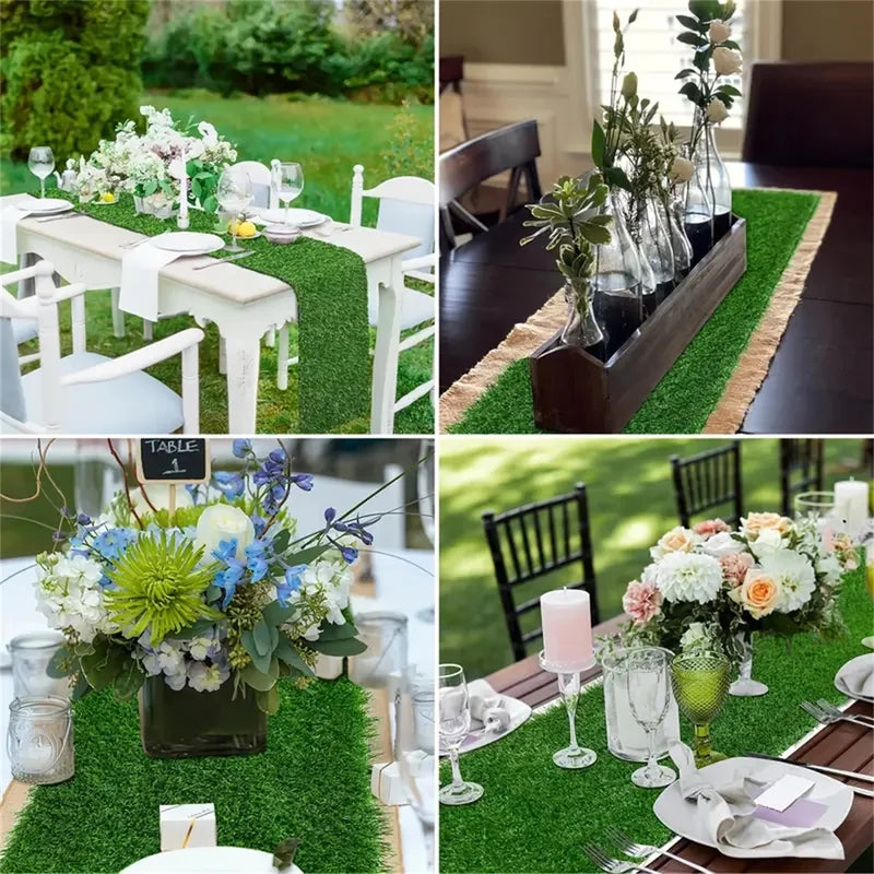 Artificial Grass Runner for Table Decor - Durable Easy-Clean Rectangular Cover for Events