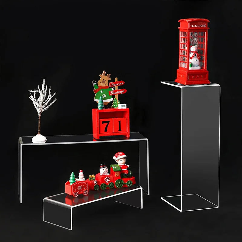 Acrylic Display Stand Shelf Rectangular Clear Risers for Decor, Cake, Collectibles