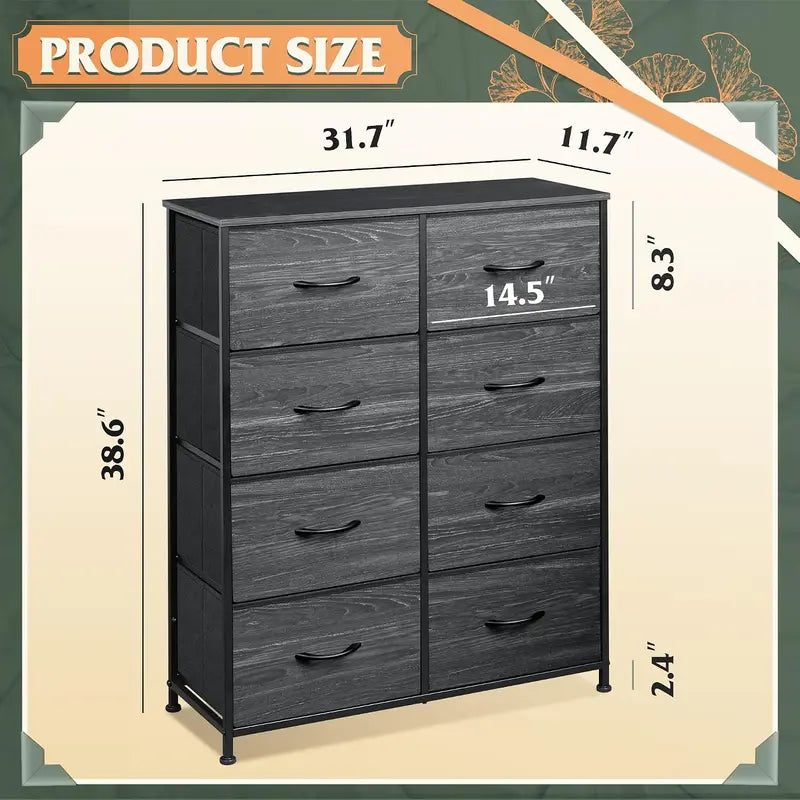 8-Drawer Fabric Dresser Storage Tower for Bedroom Organizing