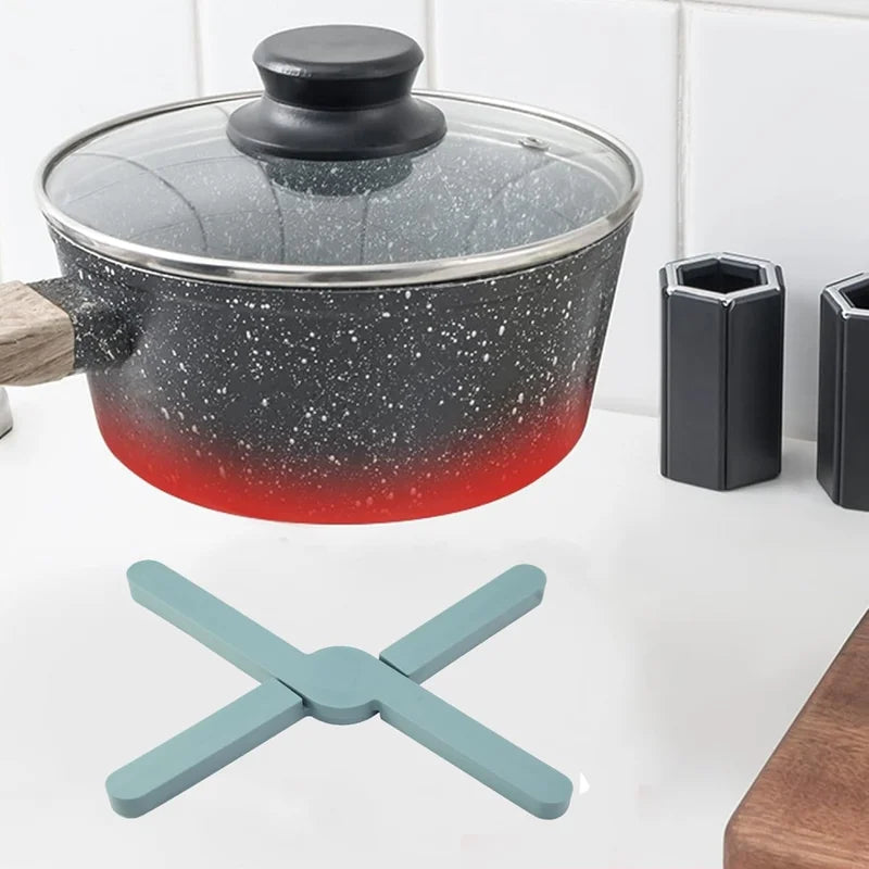 Foldable Silicone Trivets Set of 3 - Space-Saving Heat-Resistant Hot Pot Mats