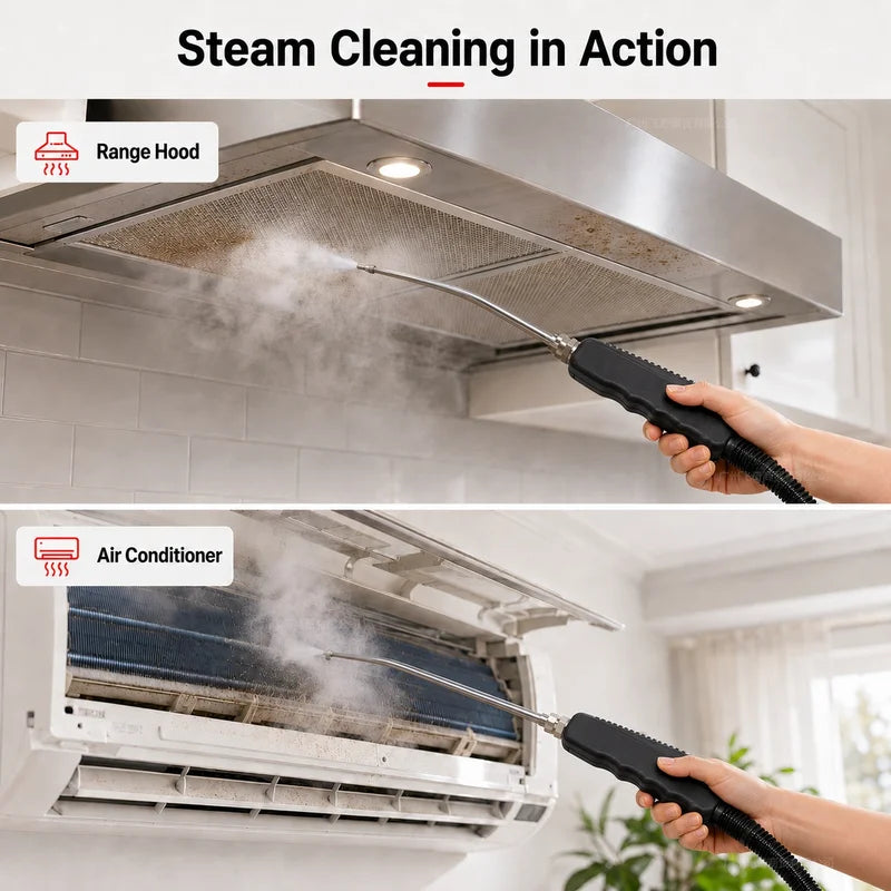 Portable Handheld Steam Cleaner for Kitchen Bathroom Floor Upholstery with Brush Heads