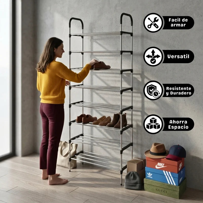 Modular Shoe Organizer with 5-8 Tiers - Adjustable Multi-Level Shoe Rack