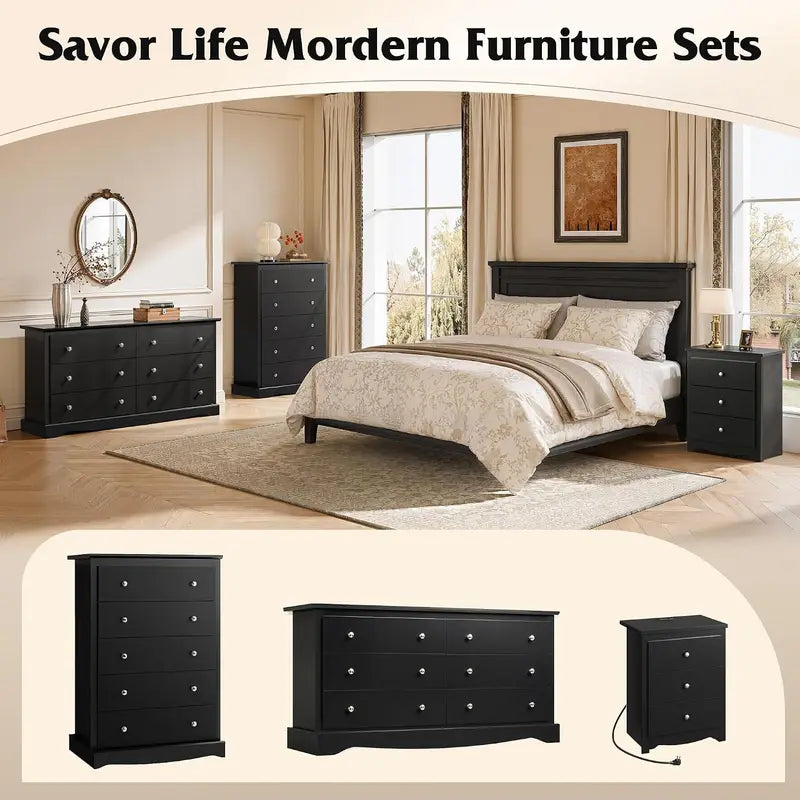 5-Drawer Dresser with Anti-Tip Safety, Large Capacity Modern Bedroom Storage